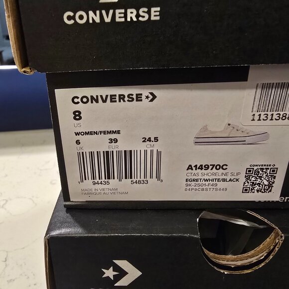 NEW Converse Chuck Taylor All Star Shoreline Slip-On Cream Womens Sz 8 A14970C - Picture 10 of 13